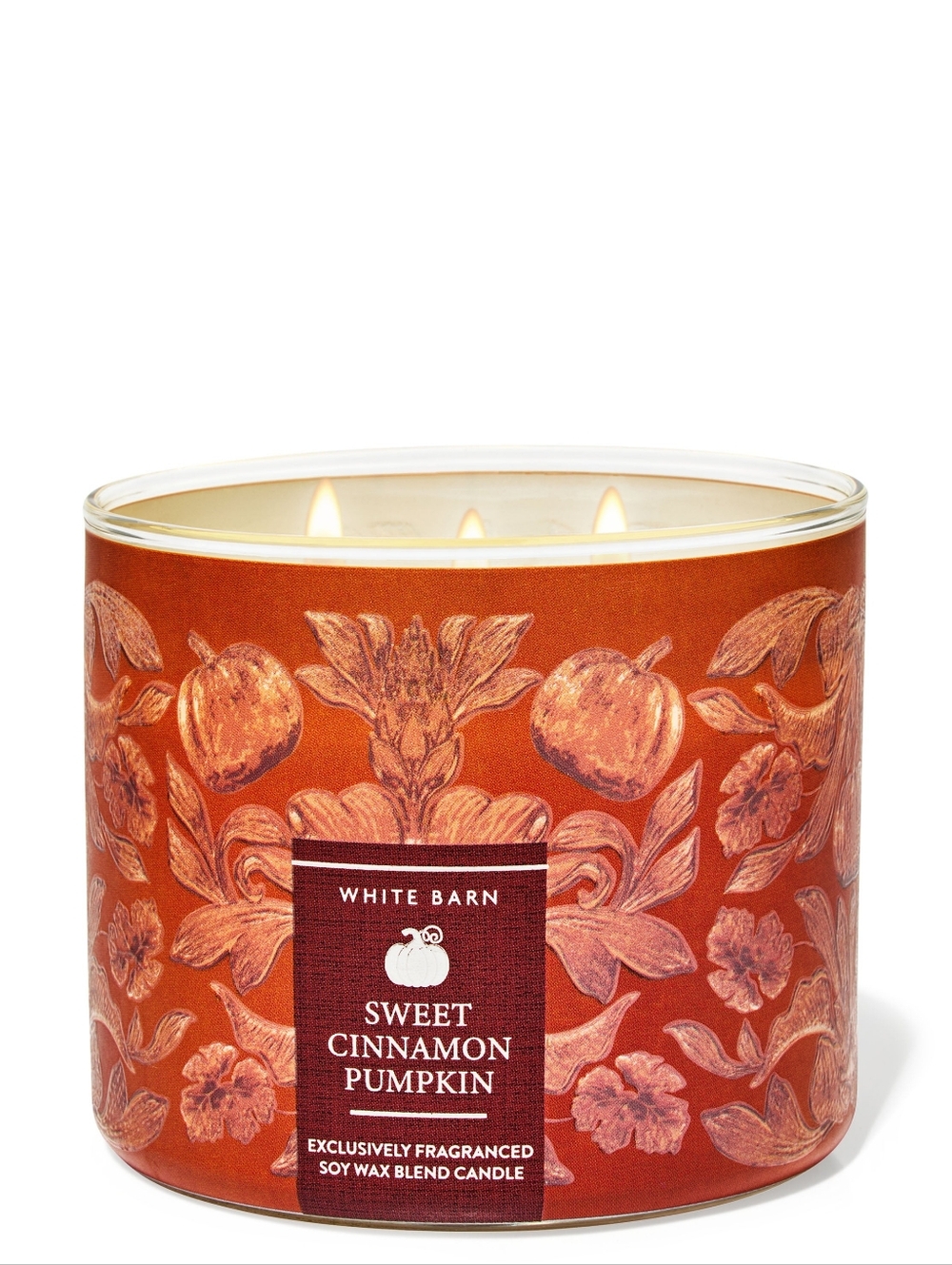 โจ๏ธWhite Barn Sweet Cinnamon Pumpkin 3-Wick Candle โ Burnt Orange & Creamโจ๏ธ